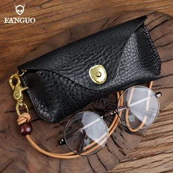 1Pcs Retro Leather Glasses Case Thicked Genuine Leather Sunglasses Holder Bag Portable Storage Eyeglasses Pocket Box