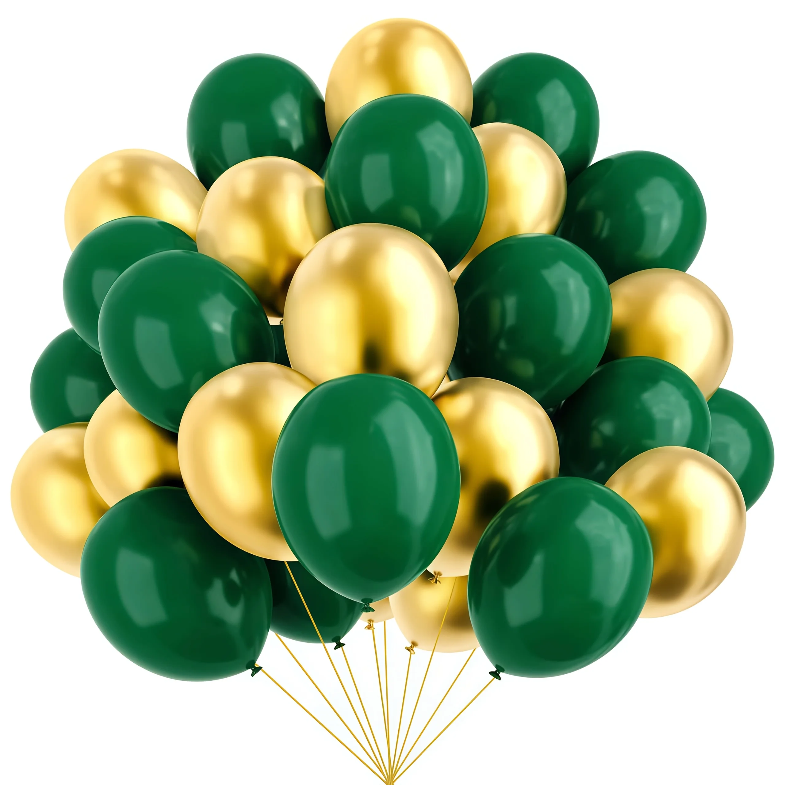 Metallisch goldene und dunkelgrüne Luftballons für Geburtstag, Abschlussfeier, St. Patrick's Day, Babyparty, Dschungelparty-Dekorationen