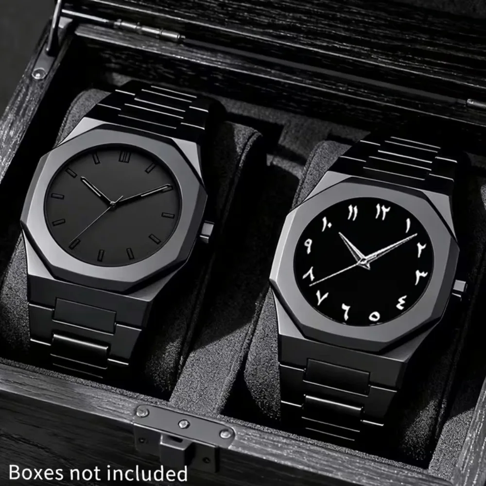 2pcs Watch, Fashion Quartz Wristwatches, Suitable for Daily Wear, Ideal for Holiday And Birthday Gifts, for Men And Women