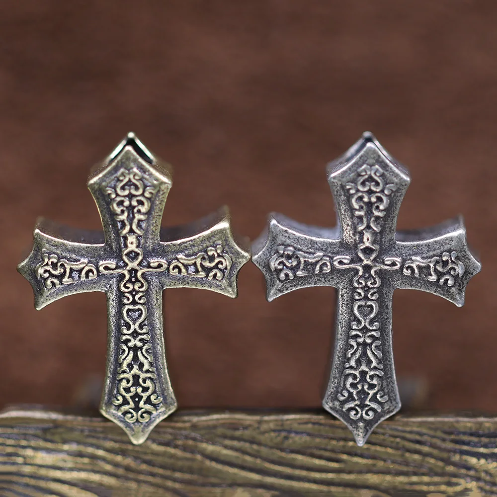 Knights Templar Cross Brass Knife Beads EDC Outdoor DIY Paracord Handmade Woven Lanyard Pendants Umbrella Rope Bracelet Charms