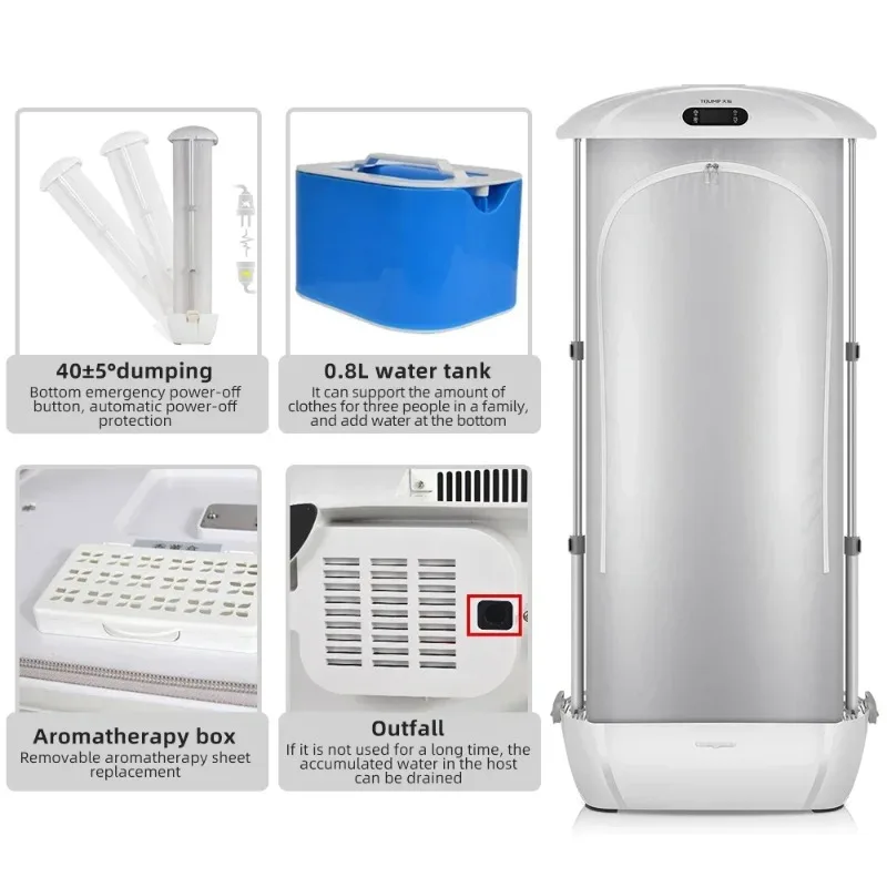New Domestic Foldable Automatic Mobile Wrinkle Removal Folding Portable Uv Steam Electric Clothes Dryer Machine