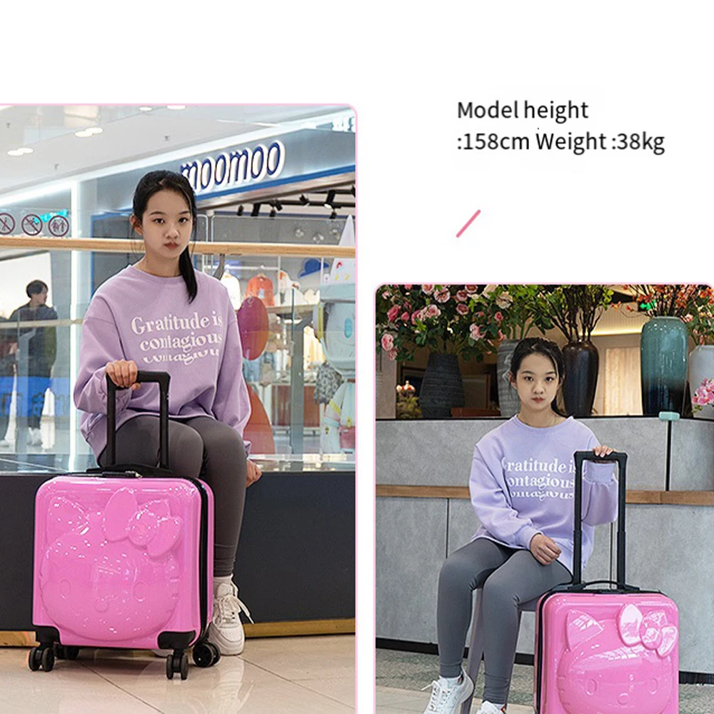 20 Inches Sanrioed Hellokitty New Children\'s Luggage Box Girls Princess Trolley Case Student Lightweight Cartoon Mini Suitcasez