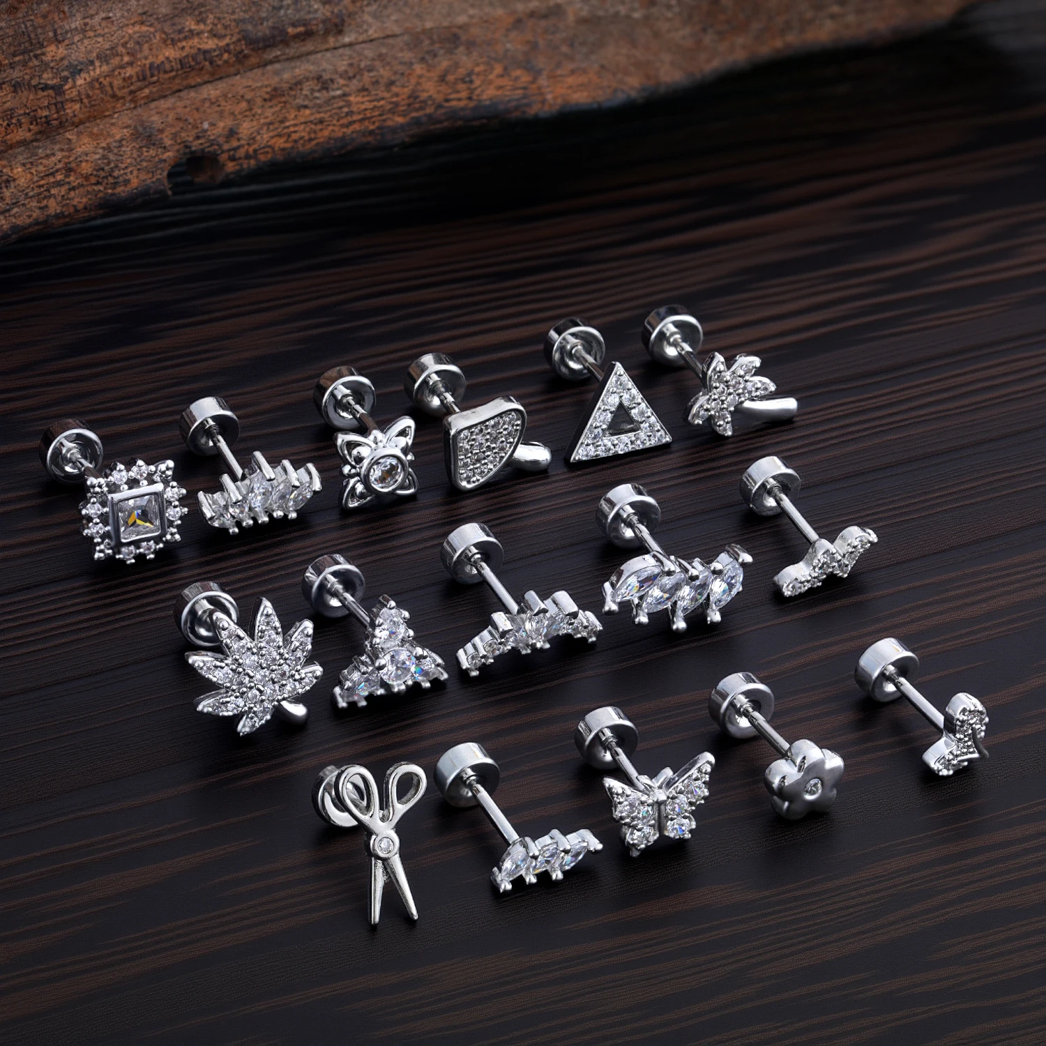 1 Stück Hypoallergene Ohrstecker Piercing Oreja Stahl Schmetterling Stern Mini Ohrring mit Schraubverschluss Helix Tragus Piercing Schmuck für Frauen – Detail 5