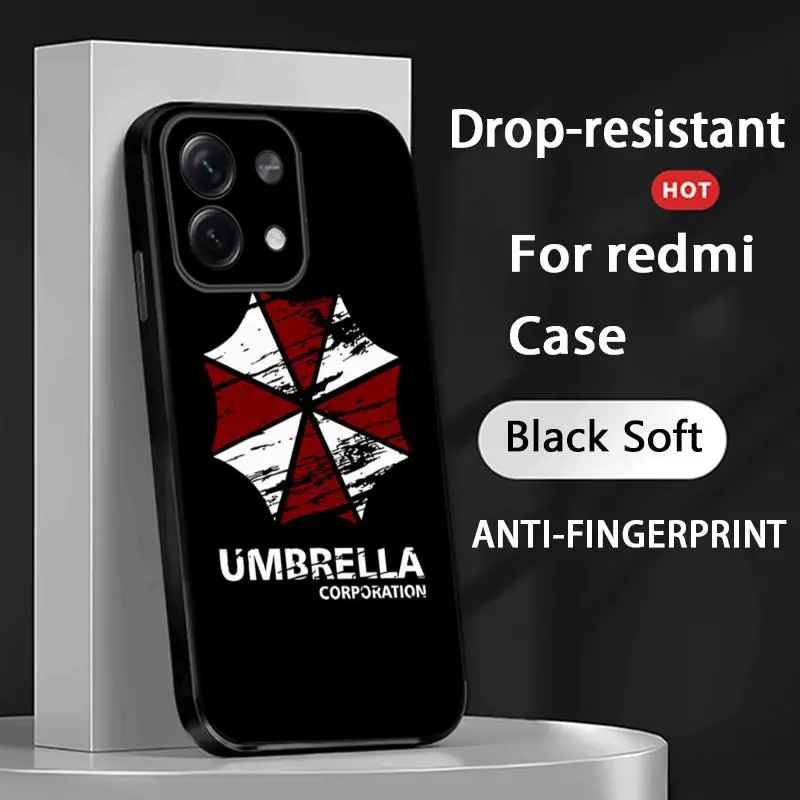 Classic Evil Umbrella Hot  pattern Phone Case For Redmi Note 14 13 12 11 Pro Plus S 5G 14C A3 Soft Black Phone Cover view 4