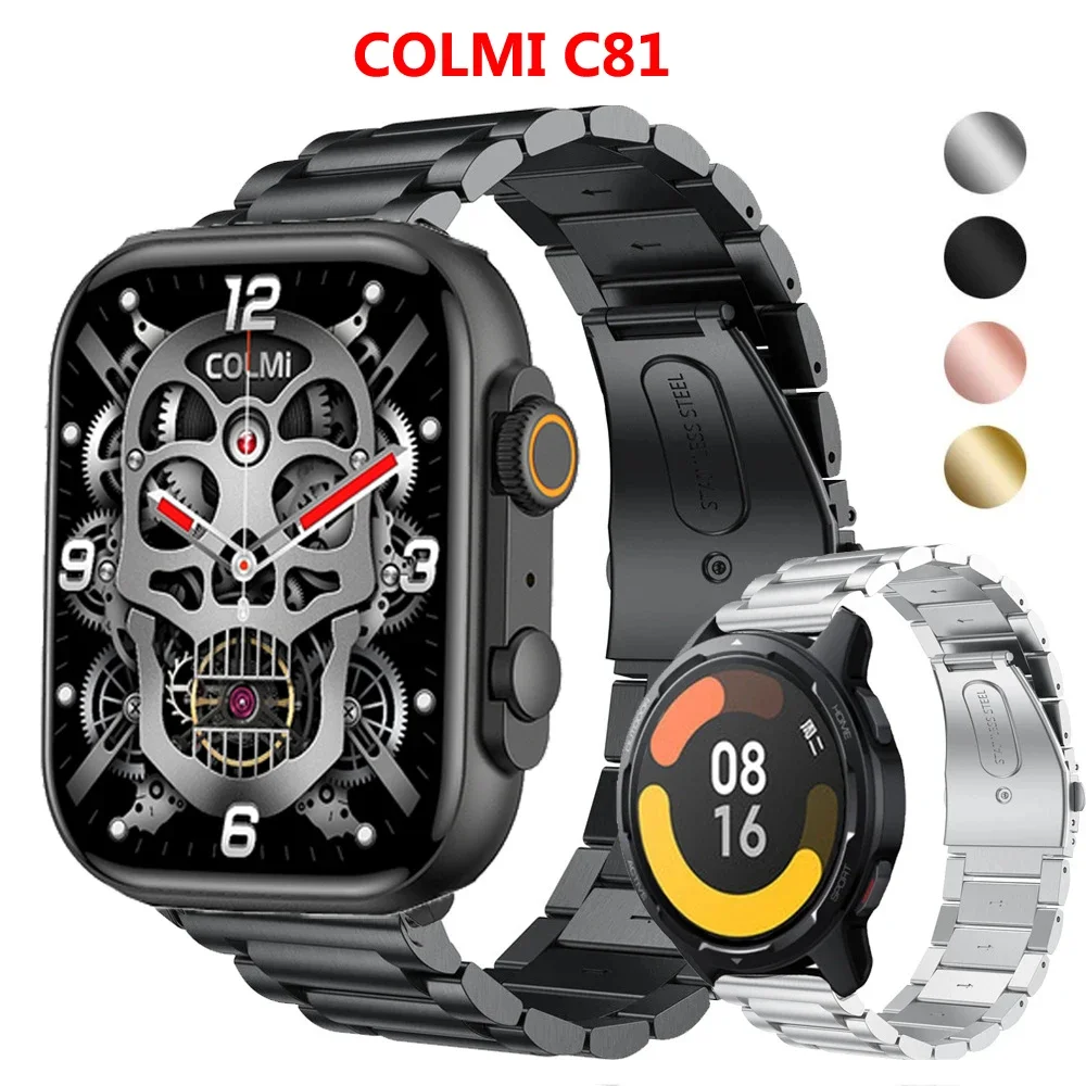 22mm Watch Bracelet Strap for COLMI C81 P71 P68 P60 Smartwatch Stainless Steel Band for COLMI P68 P60 Metal Correa Wristband