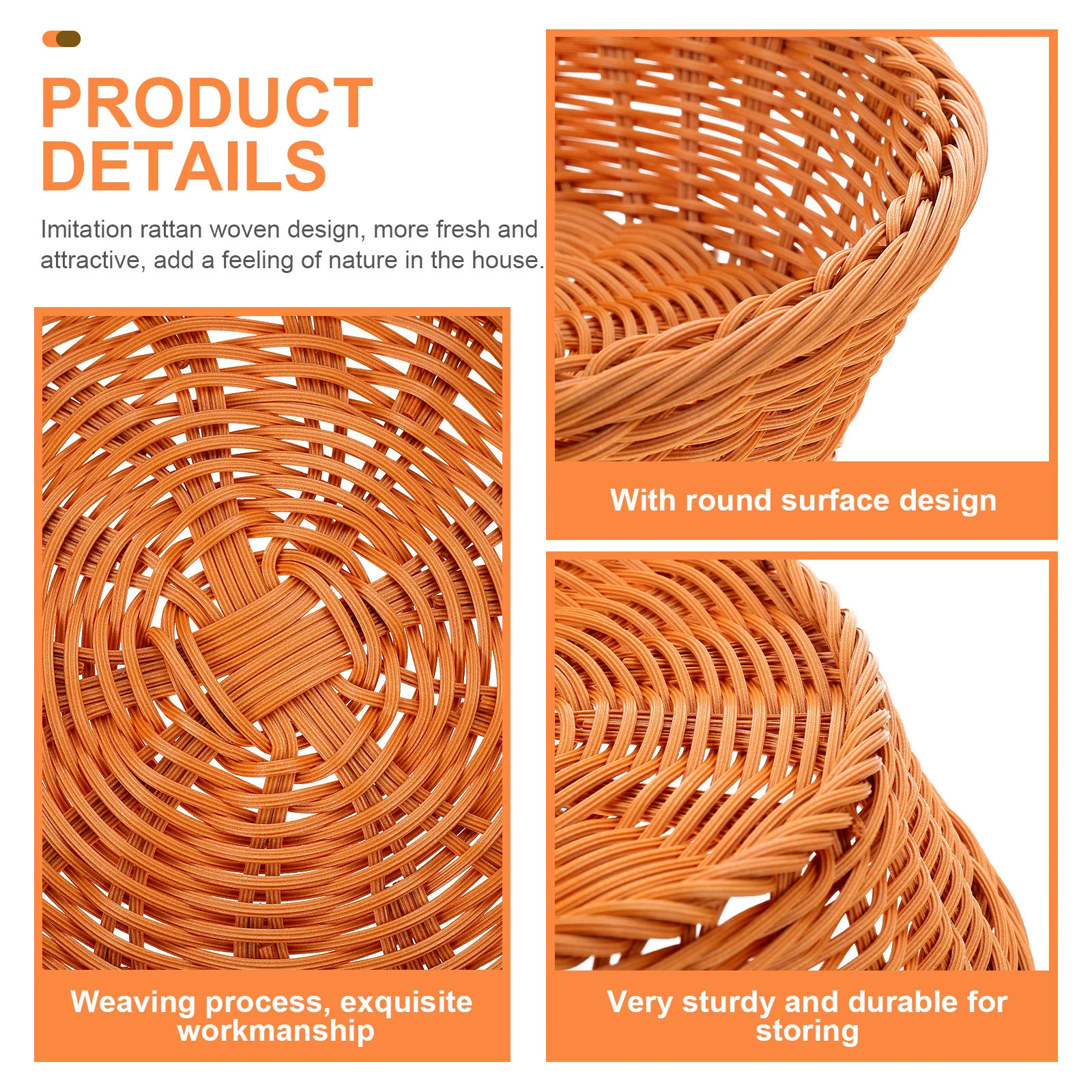 

Fruit Candy Tray Woven Baskets Small Decorative Basket Plastic PP Storage Kitchen Living Room Home Tabletop Vegetable Brown