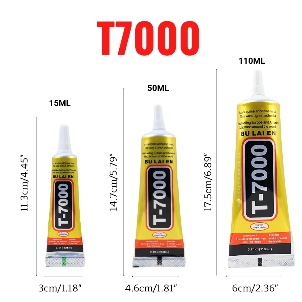 

15ML 50ML 110ML Bulaien T7000 Black Contact DIY Glue Repair Adhesive With Precision Applier Tip