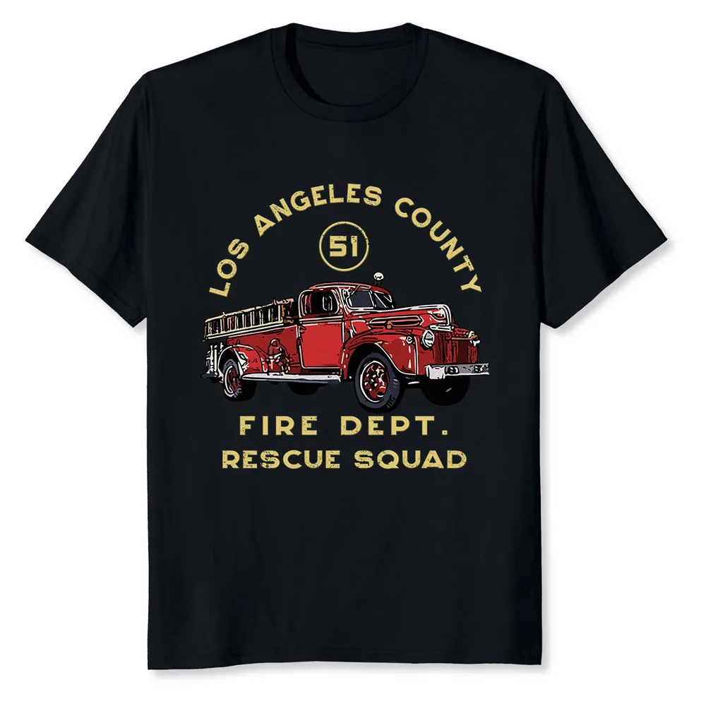 Truck Side 51 Emergency Squad Los Angeles County Fire Dept T-Shirt For Men Clothing Women Tees Y2K Tops Unisex Summer