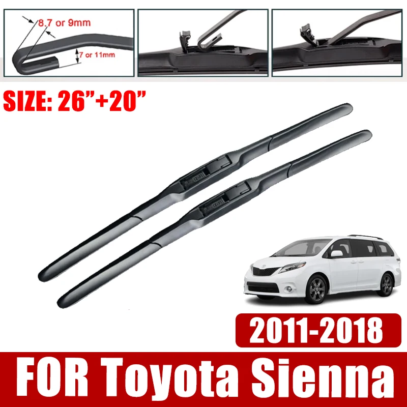 Car Wiper Blade For Toyota Sienna XL30 2011-2018 2012 Front Rain Rubber Stickers Windscreen Windshield Wiper Auto Accessories