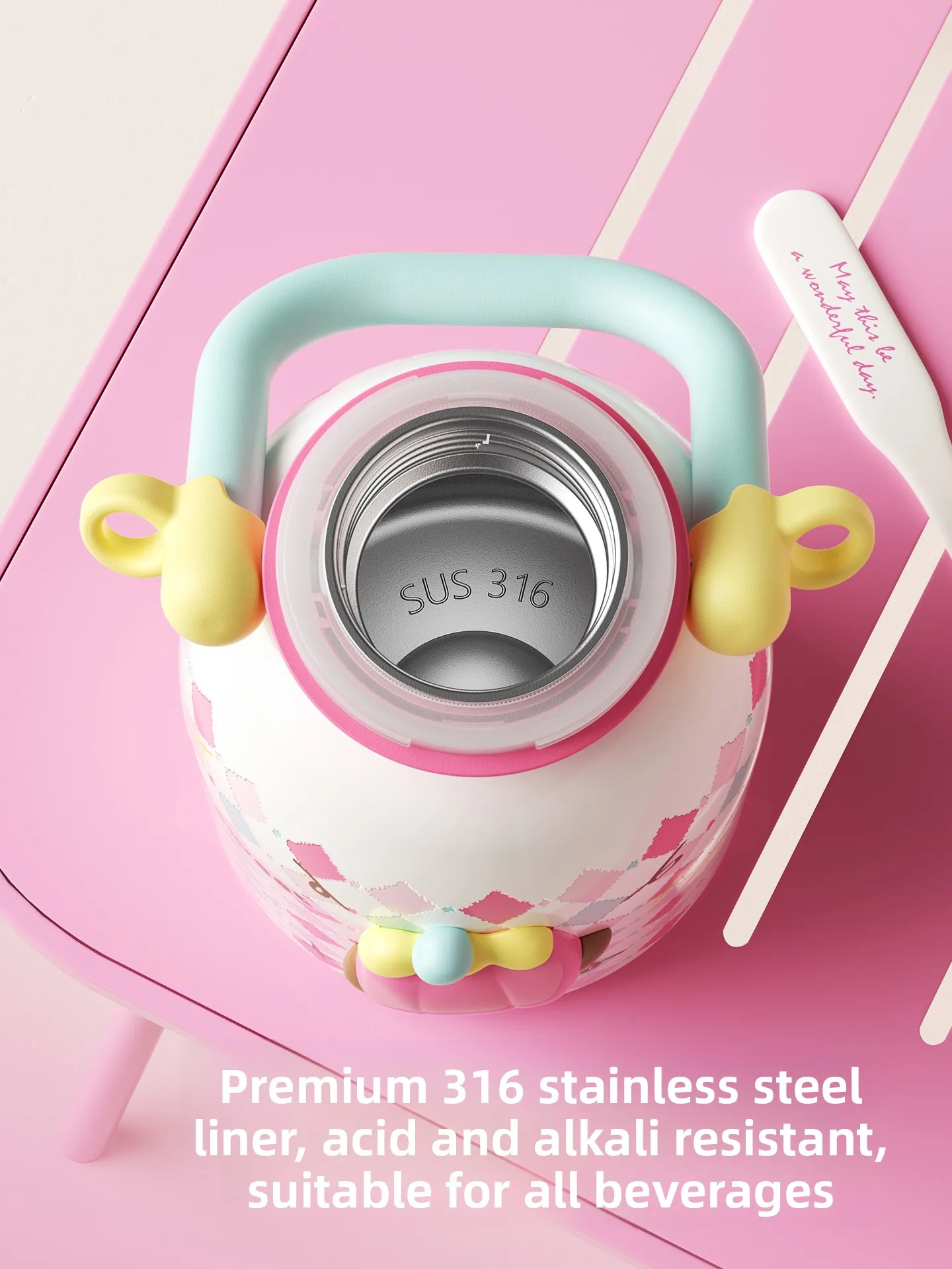  Stainless Steel Insulated Water Bottle Large Capacity Straw Cup for Women Birthday Gift Leakproof Portable Thermal Cup