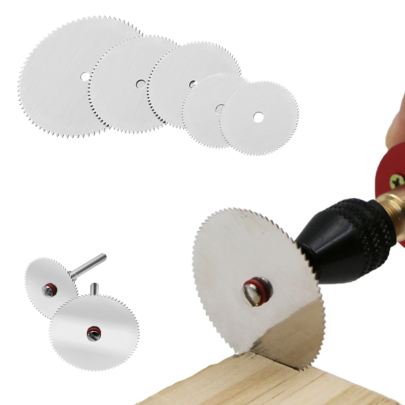 6/11Pcs Mini HSS Set di lame per seghe circolari disco da taglio in metallo a fette in acciaio inossidabile per utensili rotanti disco da taglio per legno con mandrino