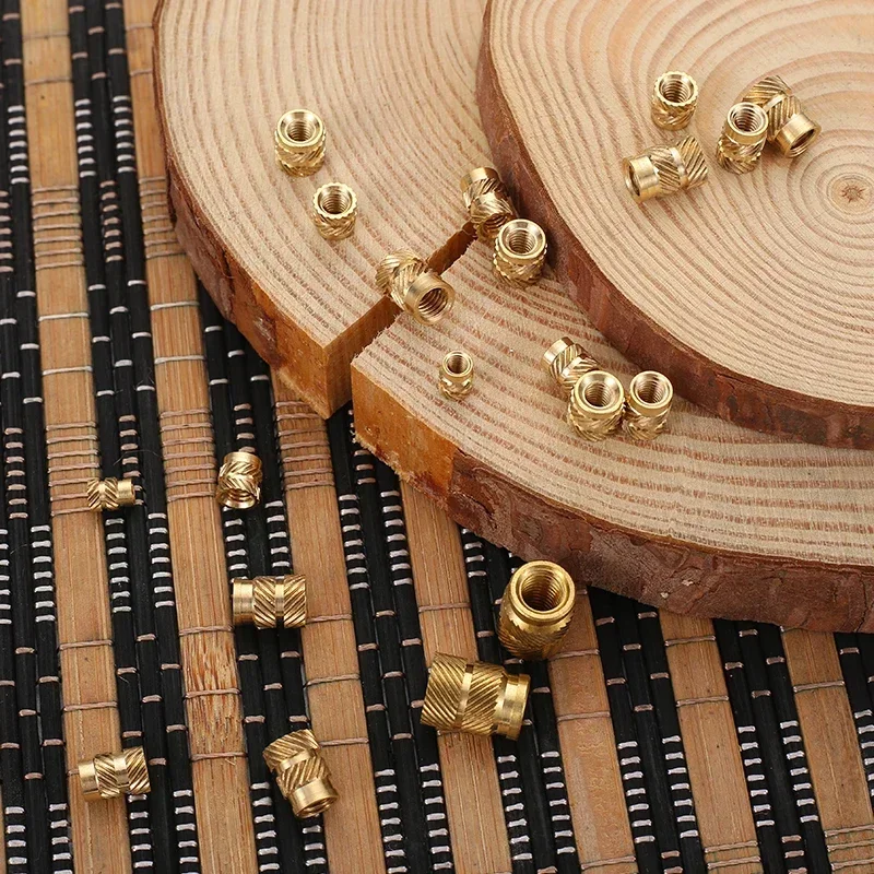 M2.5 Brass Hot Melt Inserts Nut Heating Molding Copper Thread Inset Nuts SL-type Double Twill Knurled Injection Brass Nut 100Pcs