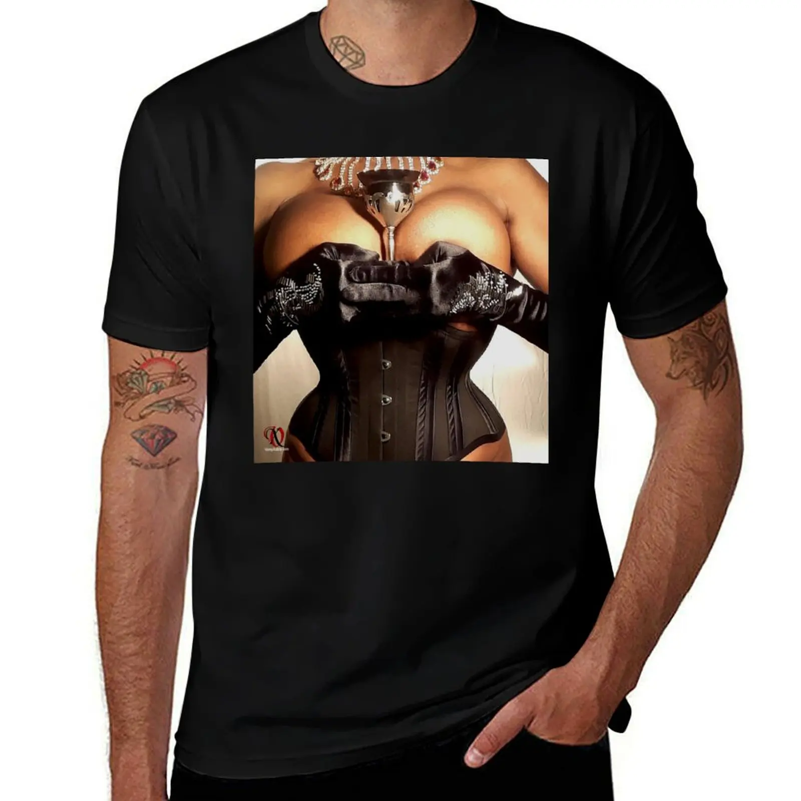 

The Little Black Corset - with Goblet T-Shirt vintage graphic tee fashion shirts Man t-shirt compression shirt men