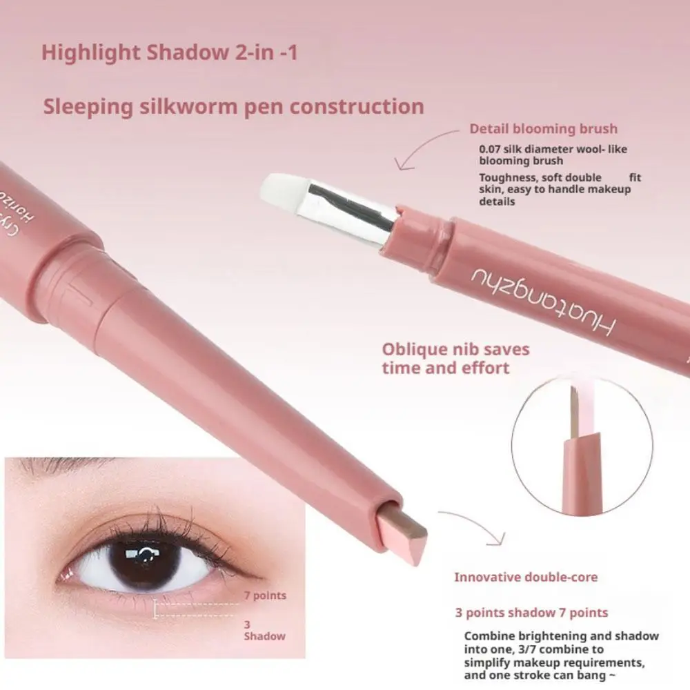 Zweifarbiger Unter-Augen-Stift, 2-in-1-Textmarker, nackter unterer Augenlid, liegender Seidenraupenstift, Schattenstift, Textmarker mit Detailpinsel