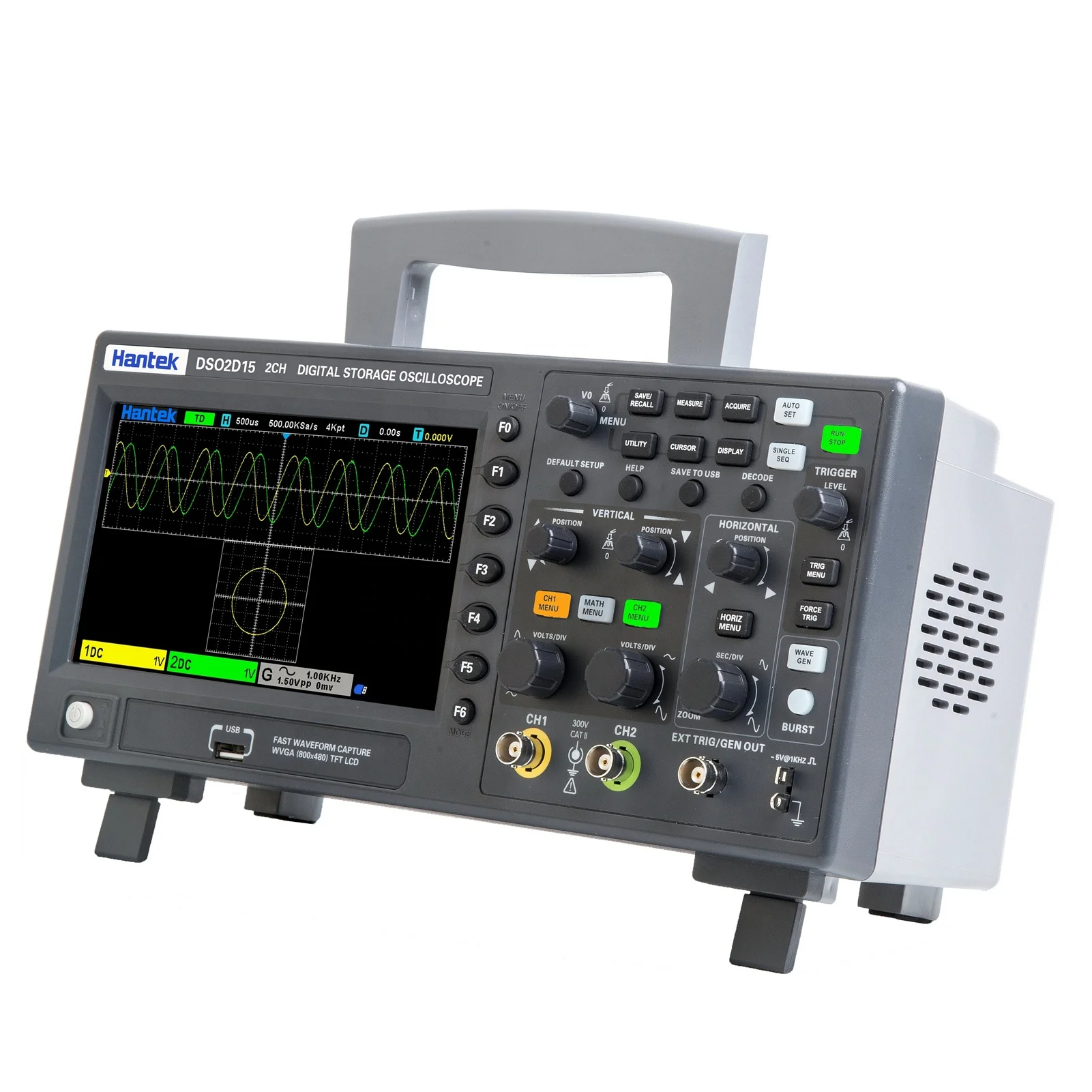 DSO2D15 Digital Oscilloscope Meter Desktop Oscillograph Oscillometer 7 Inch TFT LCD Screen 2CH+1CH Channels