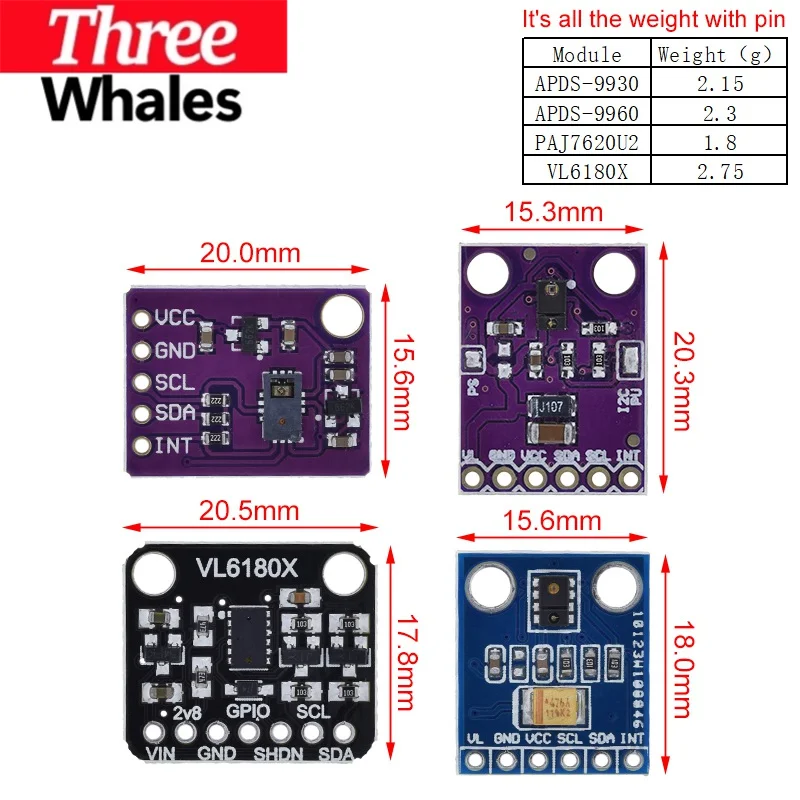 THR Gesture Recognition Module PAJ7620U2 Mesture Recognition APDS-9930 APDS-9960 VL6180 VL6180X Range Finder Optical Ranging