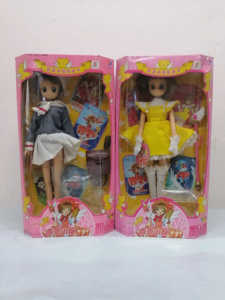 Anime Cardcaptor Sakura KINOMOTO SAKURA Action Figure Cute Girl Dolls with Wand Model Toy Collection