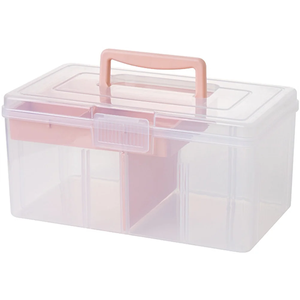 

Clear Storage Box 4.8L Transparent Organizer Container Handled Portable Holder For Cotton Pads Lipstick Hairpins
