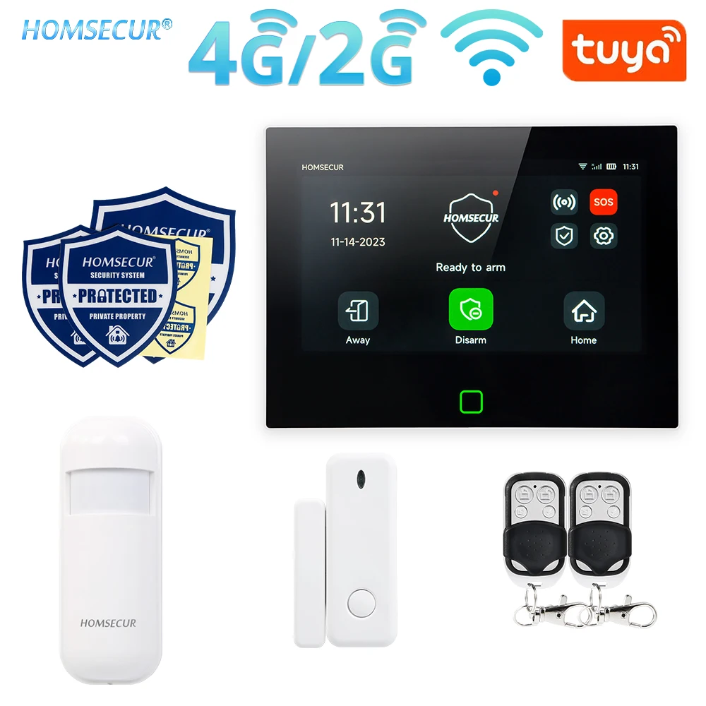 

Беспроводная 7-дюймовая система охранной сигнализации с сенсорным экраном, Wi-Fi, 4G/GSM Tuya, комплект охранной сигнализации для умного дома, встроенная сирена, SMS-вызов, дистанционное управление