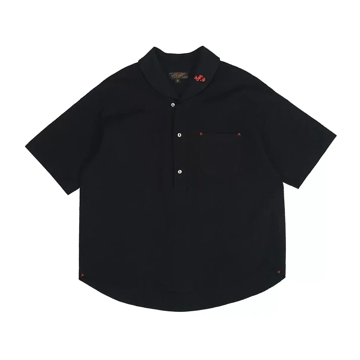 

Second Order Eton Collar Seersucker Pullover Shirt Vintage Inspired Men's Polo Shirt Black