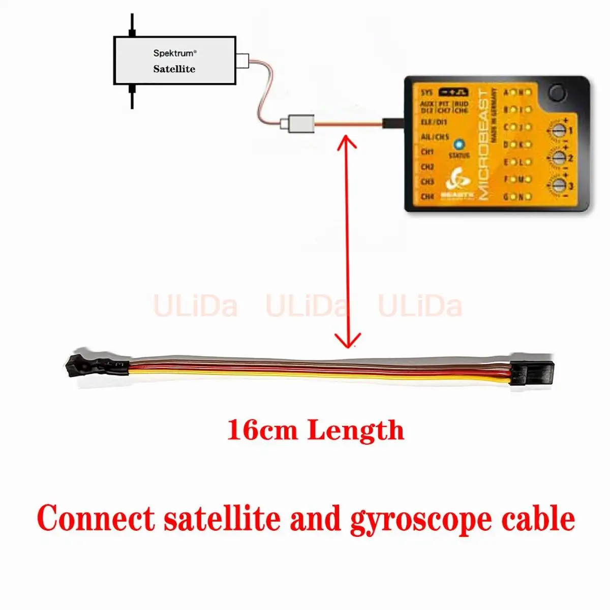 1pc Spektrum Satellite Adapter Cable For Connect TO BeastX MB RC Helicopter Parts 450 550 600 700