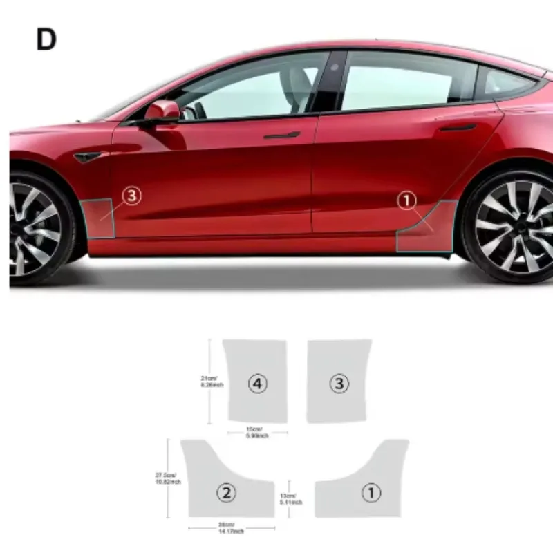 For Tesla Model 3 2017-2025 Front Rear Door light rearview Extended TPU Protective Film Invisible Clothing PPF Film Invisible