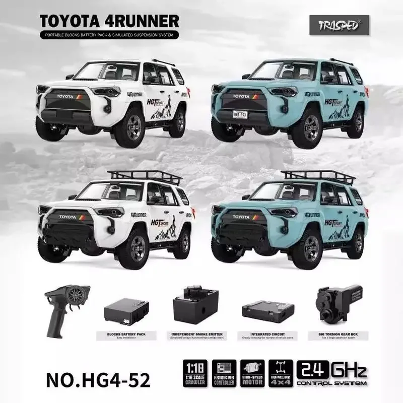 Hg 4runner 1:18, modelo eléctrico de alta simulación, 2,4g, Control remoto, vehículo de tracción en las cuatro ruedas, regalos de juguete para adultos y niños, en Stock, nuevo