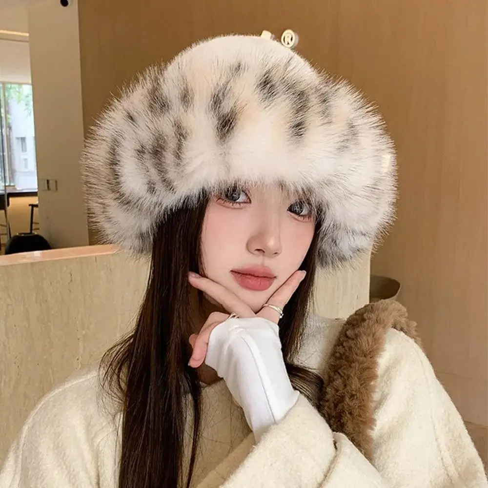 

Luxury Windproof Plush Fisherman Hat Keep Warm Thick Furry Faux Fur Bucket Hat Winter Panama Basin Cap Winter