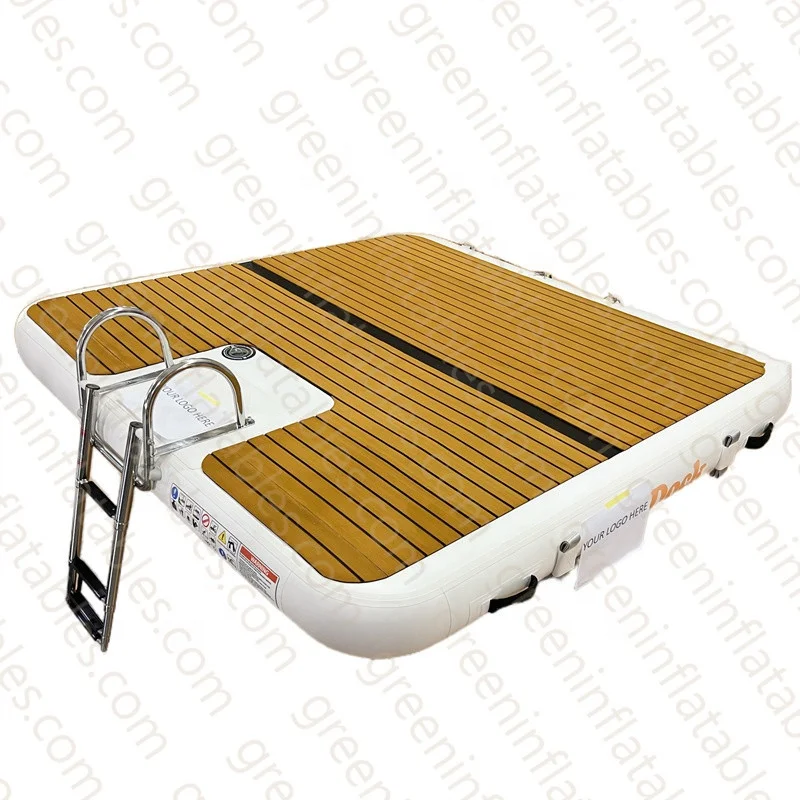 GREEN Drop Stitch Inflatable Boat Fishing Island Pontoon Y Yoga hang Out Float Dock Platform Inflatable Floating Docks Pontoon