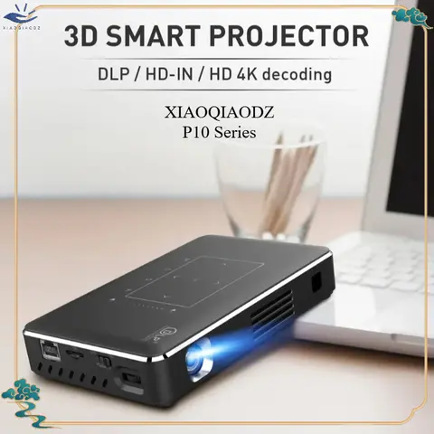 XIAOQIAODZ Mini Proiettore Portatile 4K Home Theater Proiettore 3D DLP Android Smart Car Esterno Wifi BT Batteria Mobile Ricaricabile