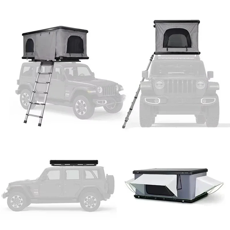 KQX 3-4 Person Waterproof Aluminum Hard Shell Rooftop Tent for 4x4 Outdoor Camping
