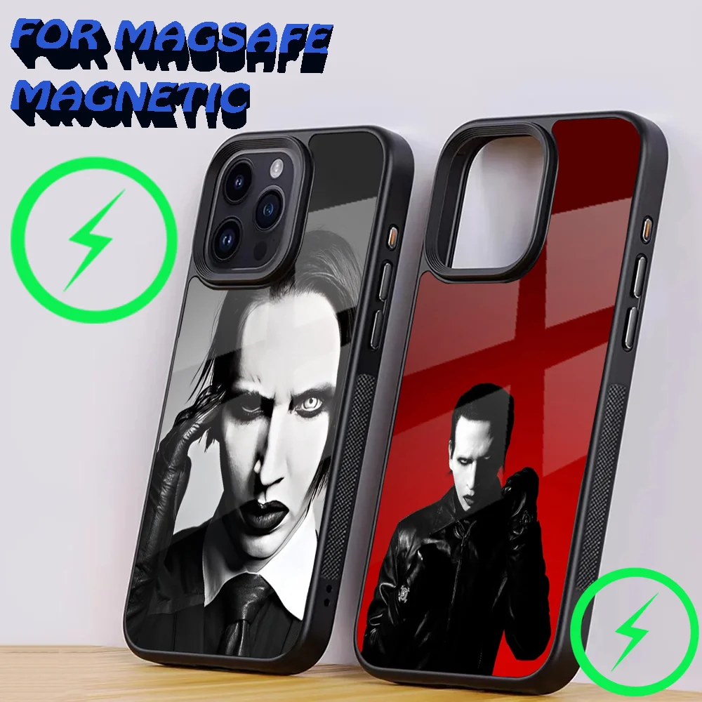 Singer M-Marilyn Manson Phone Case For iPhone 16,15,14,13,12,11,Plus,Pro,Max Mini Magsafe Magnetic Wireless Charging