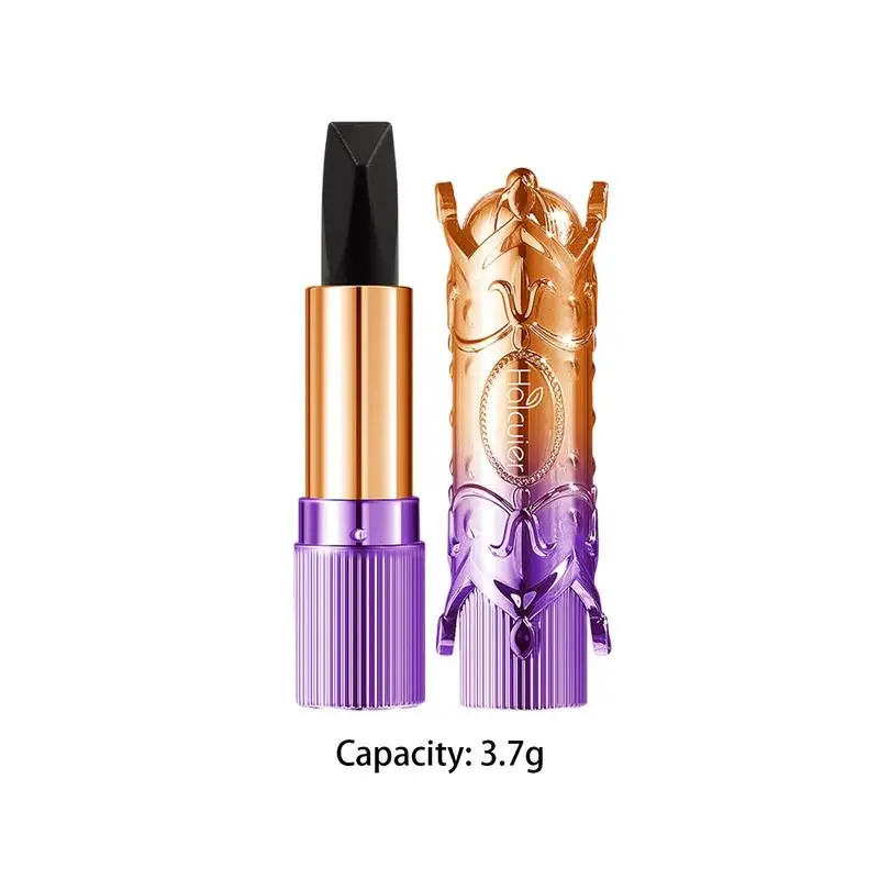 Rossetto a prova di sbavature Set di rossetti magici lucidalabbra con illusione in oro viola Set di rossetti a triplo colore per uso quotidiano fantasia