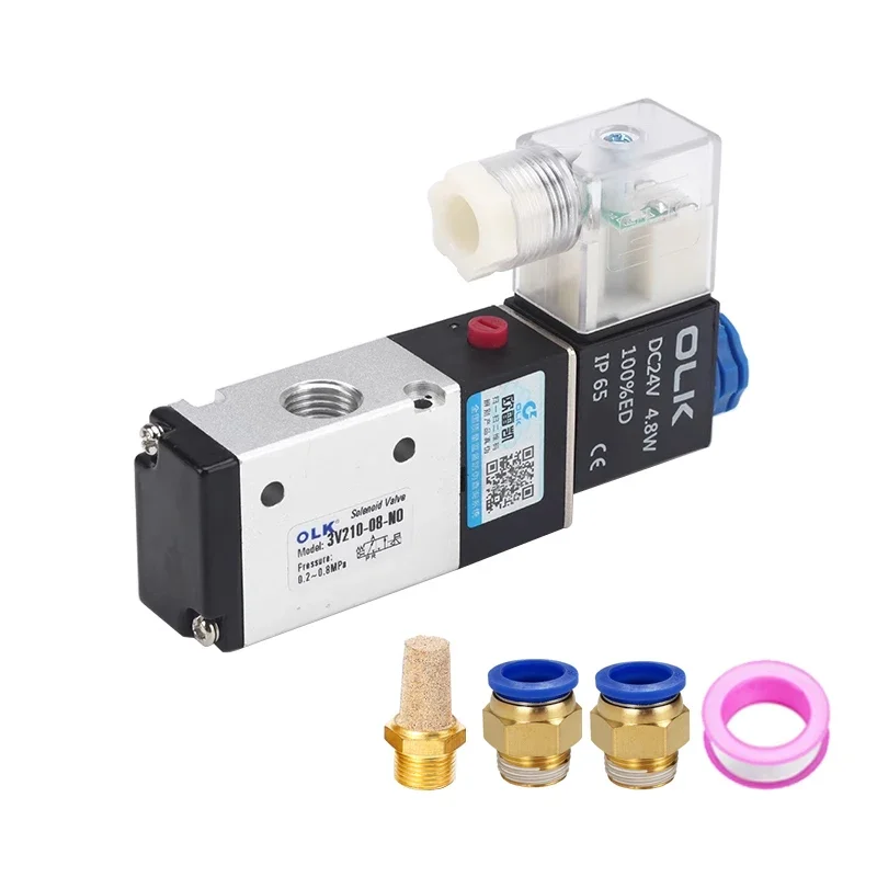 

3V210-08 3 Way 2 Position 1/4" NO NC Pneumatic Solenoid Valve Air Directional Control DC12V DC24V AC110V AC220V