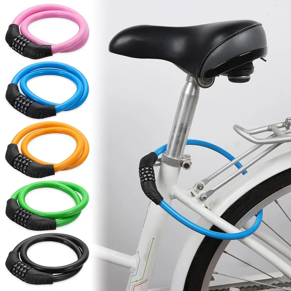 4 Digit Combination Number Bike Lock Strong Heavy Duty Cycle Security Bicycle Lock Steel Cable Chain Password Resettable Padlock