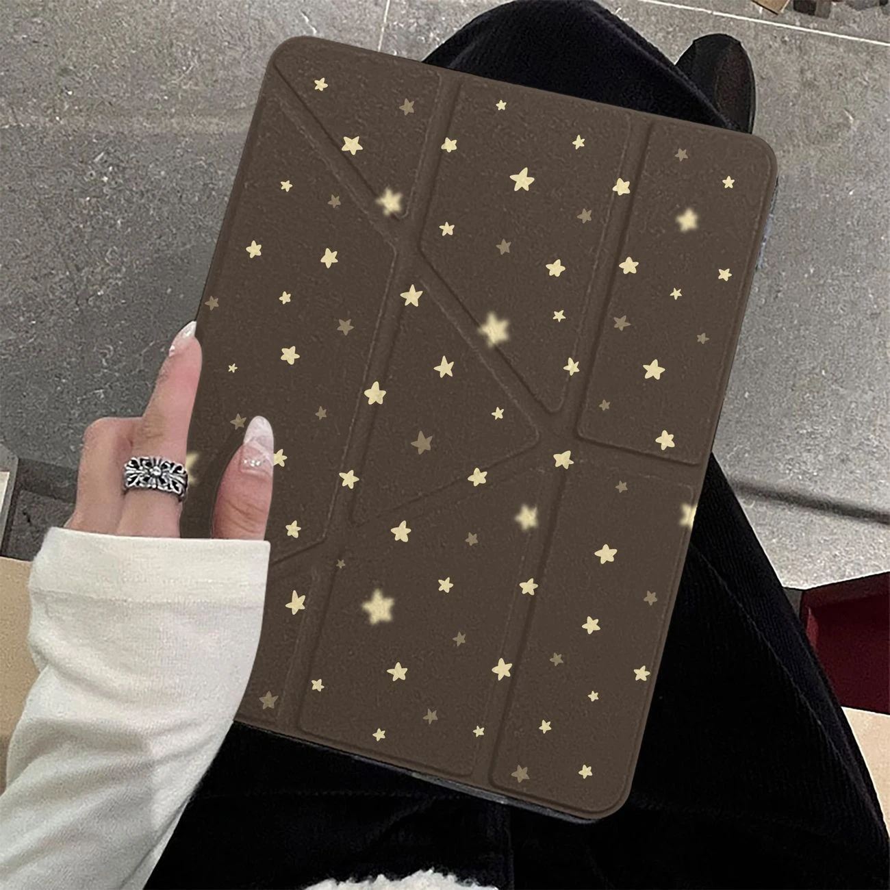 Yellow Star Brown Tablet Case For iPad Pro 11 12.9 13 A16 M2 M4 M3 M5 Shell 8.3 9.7 10.2 5/6/7/8/9/10/11th Mini Air 3 4 5 Cover