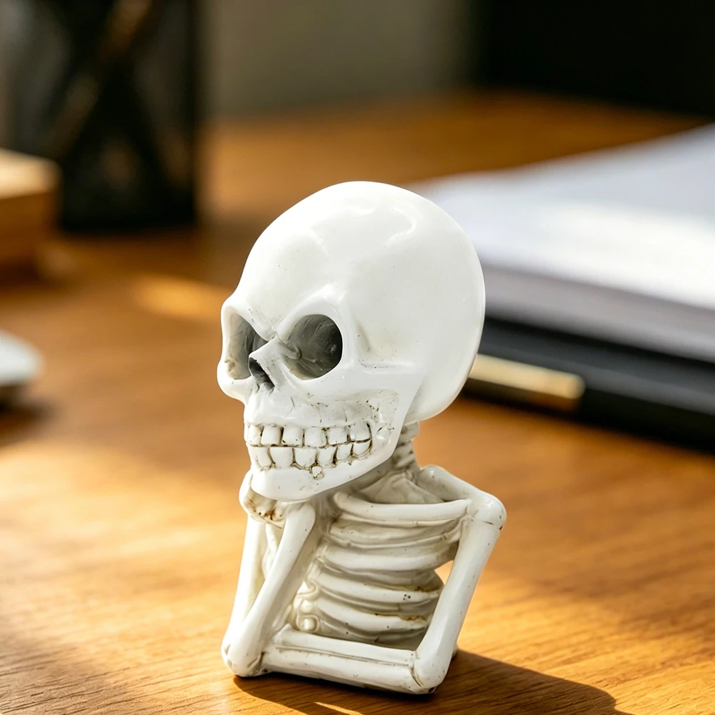 Skull Bust Resin Ornament for Halloween Season Suitable for Home Living Room Office or Themed Event Tabletop and Shelf Displays