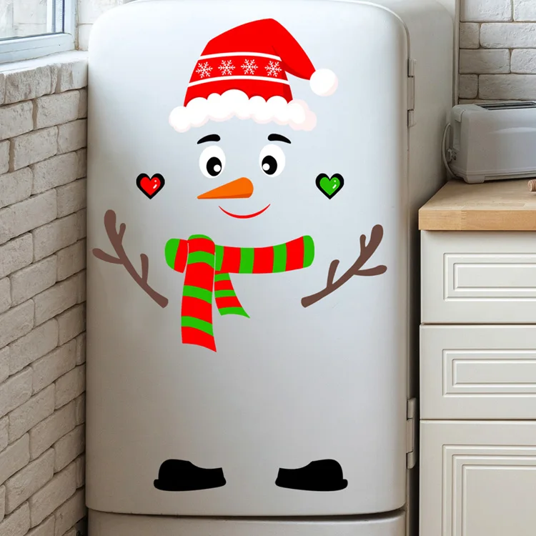 Cartoon Weihnachten Schneemann Wanda uf kleber Küche Kühlschrank Schrank Dekor Wandbild Home Decoration Fenster DIY selbst klebende Abziehbilder – Detail 2