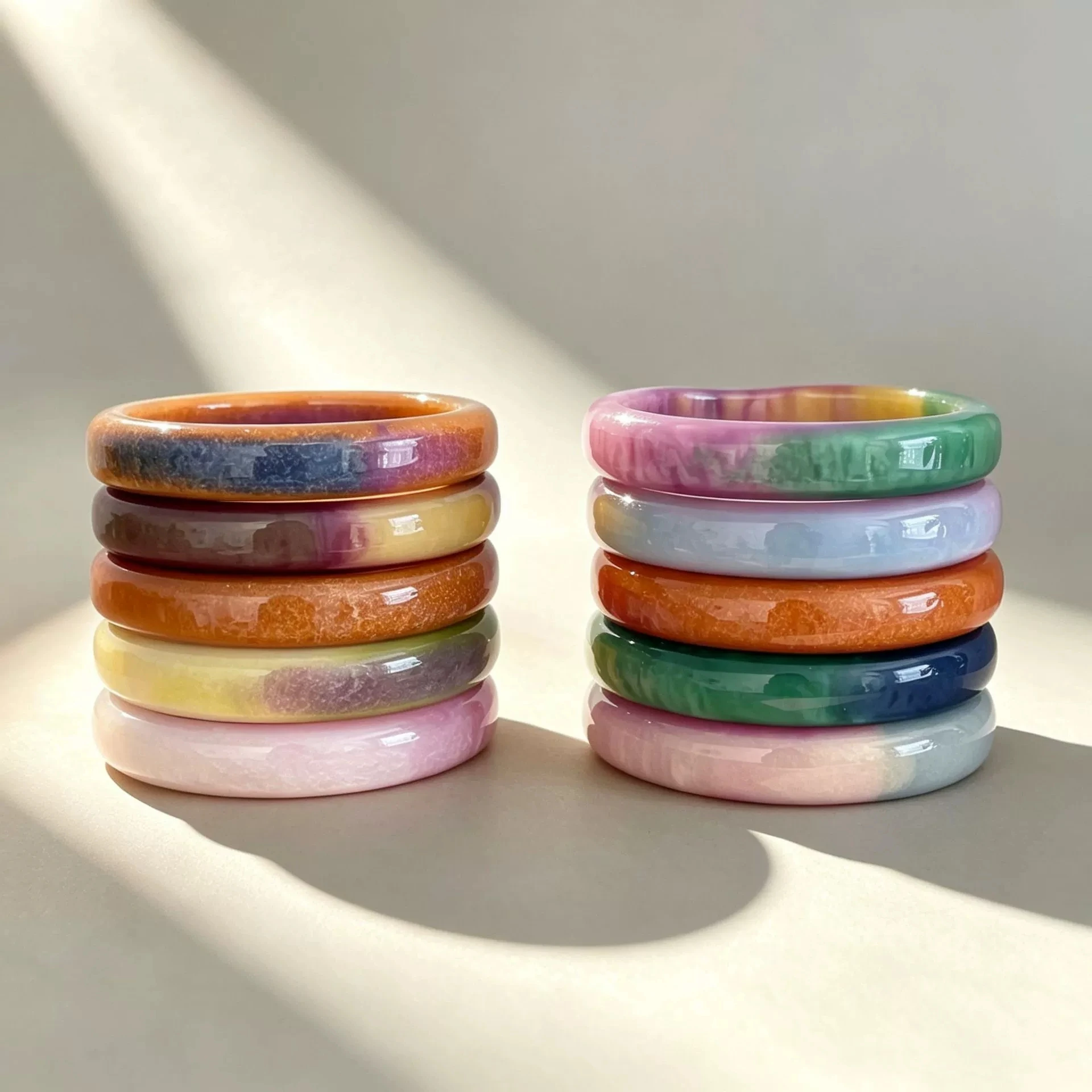 HUANZHI Vintage Fashion Gradient Dyeing Resin Bracelet Elegant Charms Versatile Accessories Jewelry for Women