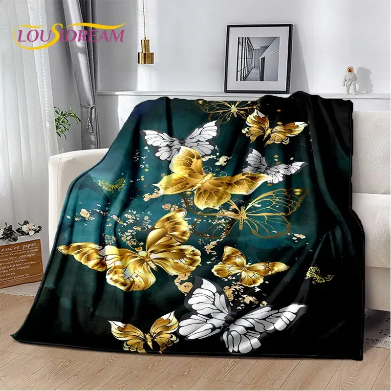 3D Cartoon Dream Butterfly Flower Soft Plush Blanket,Flannel Blanket Throw Blanket for Living Room Bedroom Bed Sofa Picnic Cover