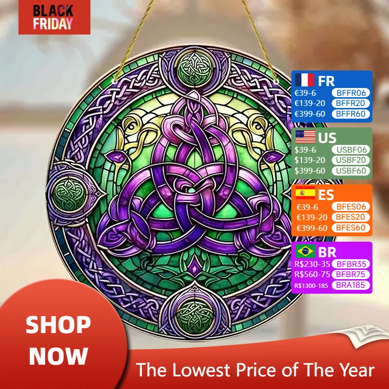 

Celtic Knot Sun Catcher - Stained Glass Style Window Decor for Home and Garden, Perfect for Christmas and Housewarming Gifts