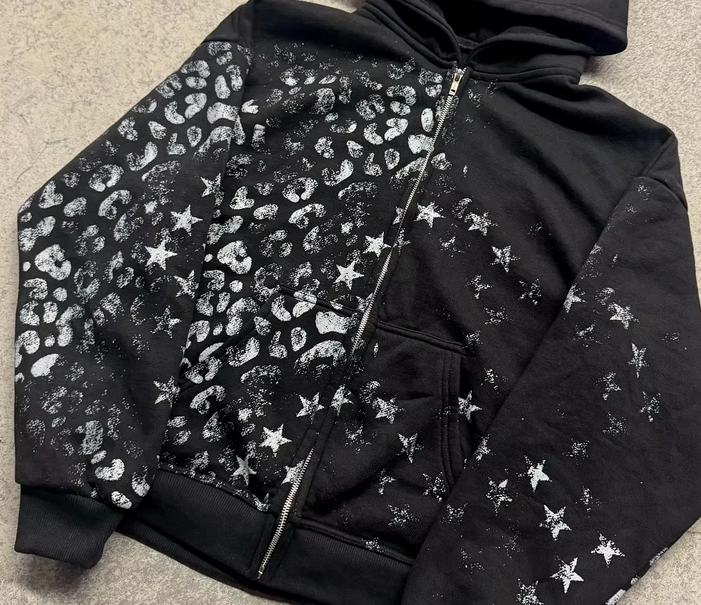 

Эксклюзивный дизайн, темный леопардовый принт, звездный комплект, ретро-майстерство старения, модный свитшот, брючный костюм