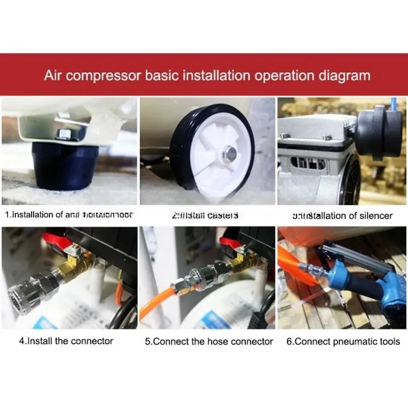 220V 1100W 8L Small Air Compressor Oil-free Silent High-pressure Air Pump Low Noise Portable Air Compressor