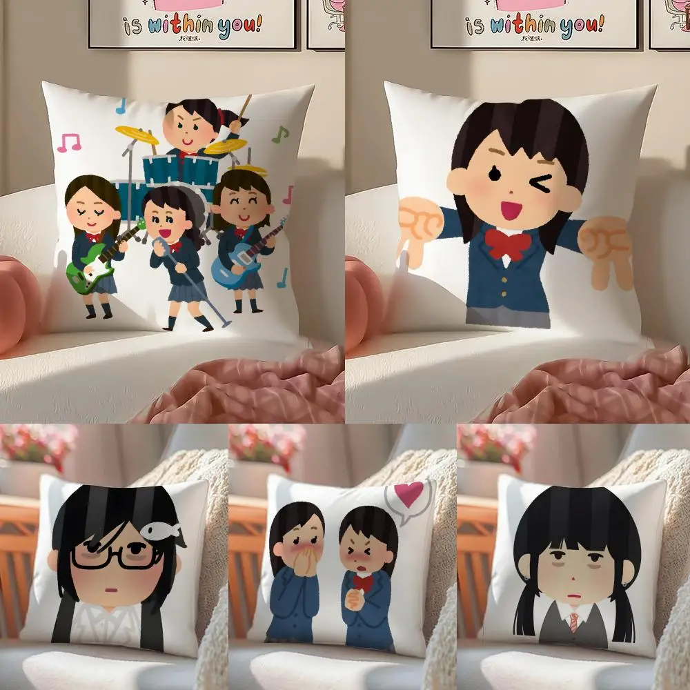 I-Irasutoya Characters Cushion Cover Linen Pillowcase Cover Soft Decor for Sofa Home Room