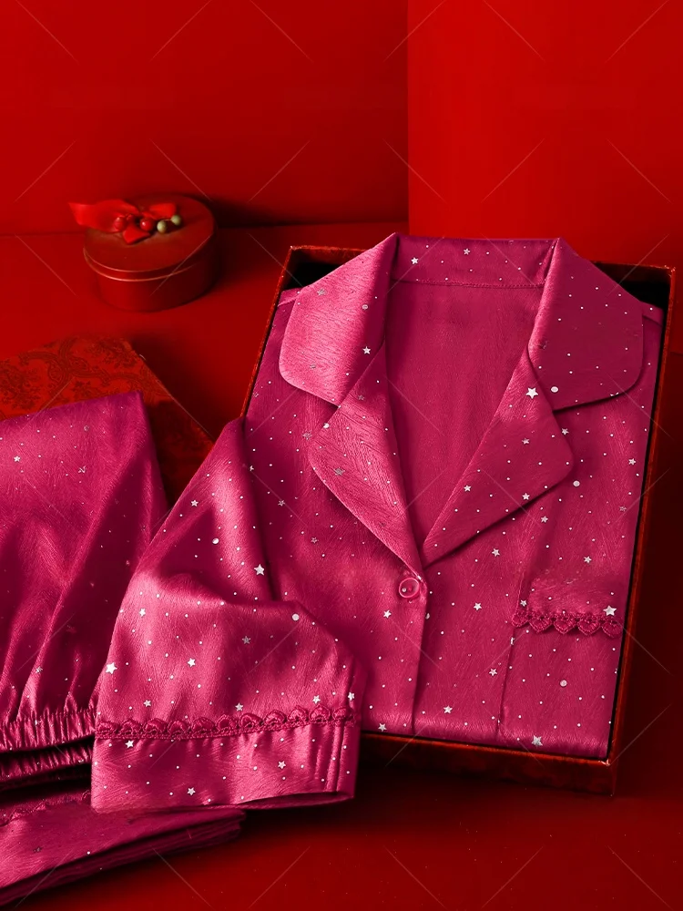 silk-spwear-for-women-long-sve-red-ice-silk-wedding-gift-box-best-friend-new-bride-spring-autumn-winter-home-use