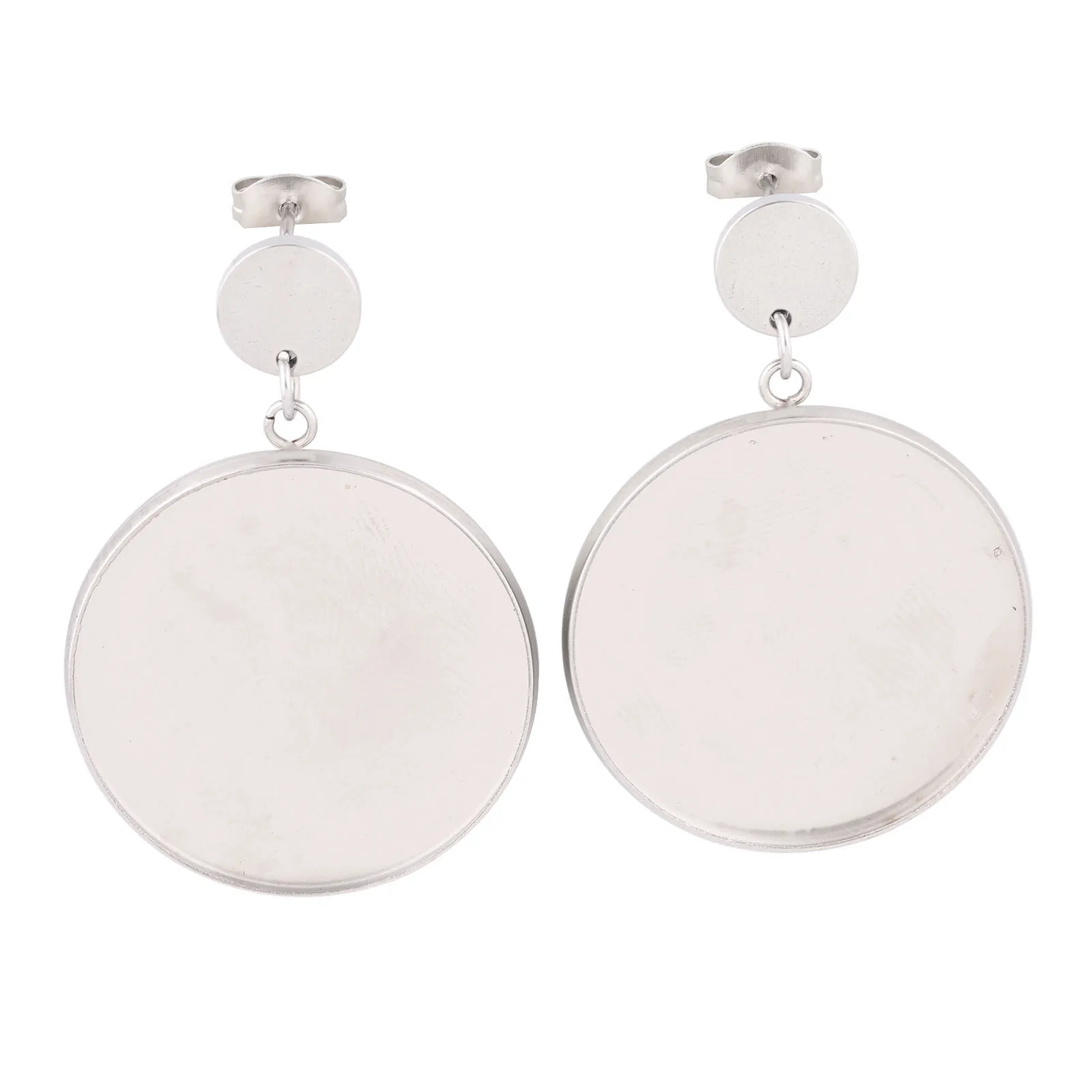 

10pcs Stainless Steel Fit 25mm Cabochon Earring Base Setting Blanks Diy Post Ear Findings Studs For Jewelry Making Supplies