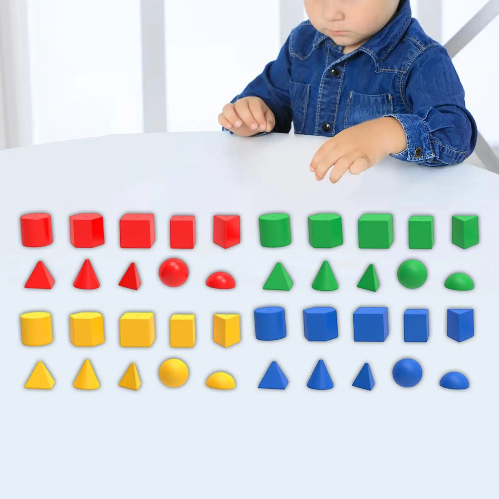 40 Pieces 3D Shape Geometric Solids Sorting And Stacking Toys Learning Toys