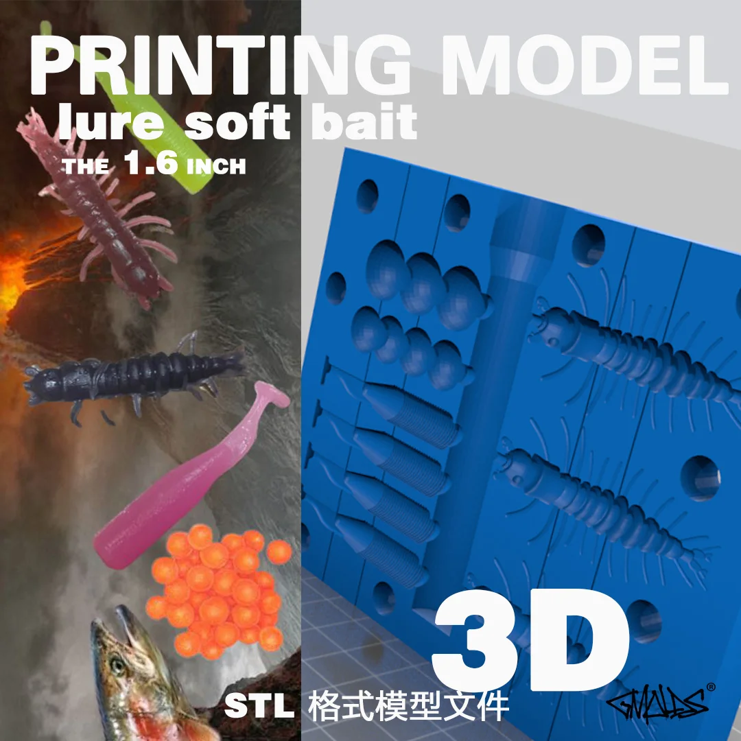 

Trout Bait 3D Printing File STL Format Lure Soft Bait Soft Worm Mold Source File One Out 9