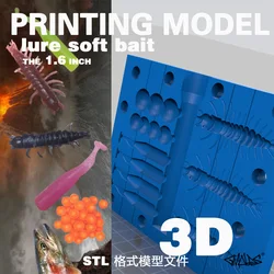 Trota Bait 3D Printing File STL Format Lure Soft Bait Soft Worm Mold Source File One Out 9