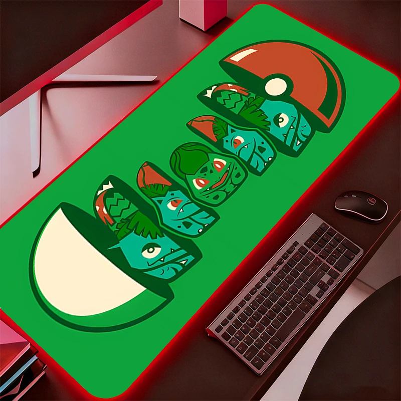 Mouse Pad Pokemon Pikachu Anime RGB Backlight Gaming Accessories Carpet Gamer PC Computer Keyboard Desk Mat LED Mausepad